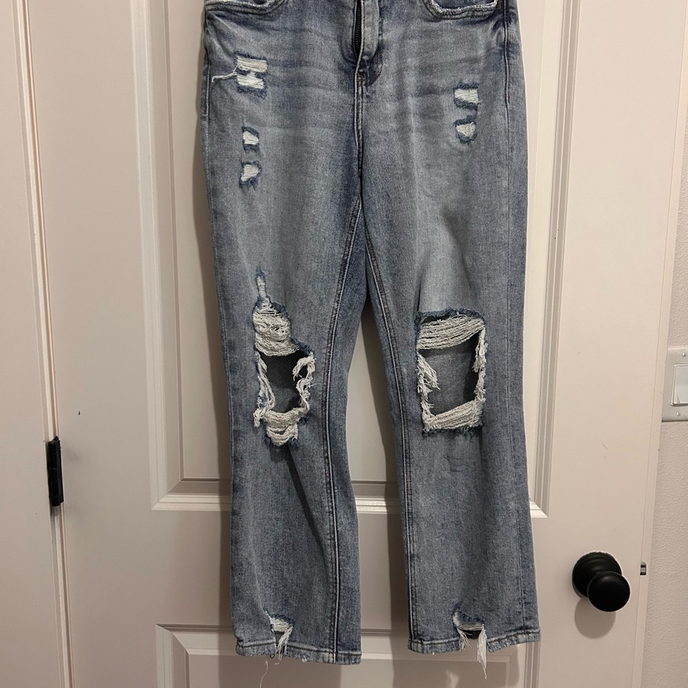 Classic Distressed Straight Leg Jeans
